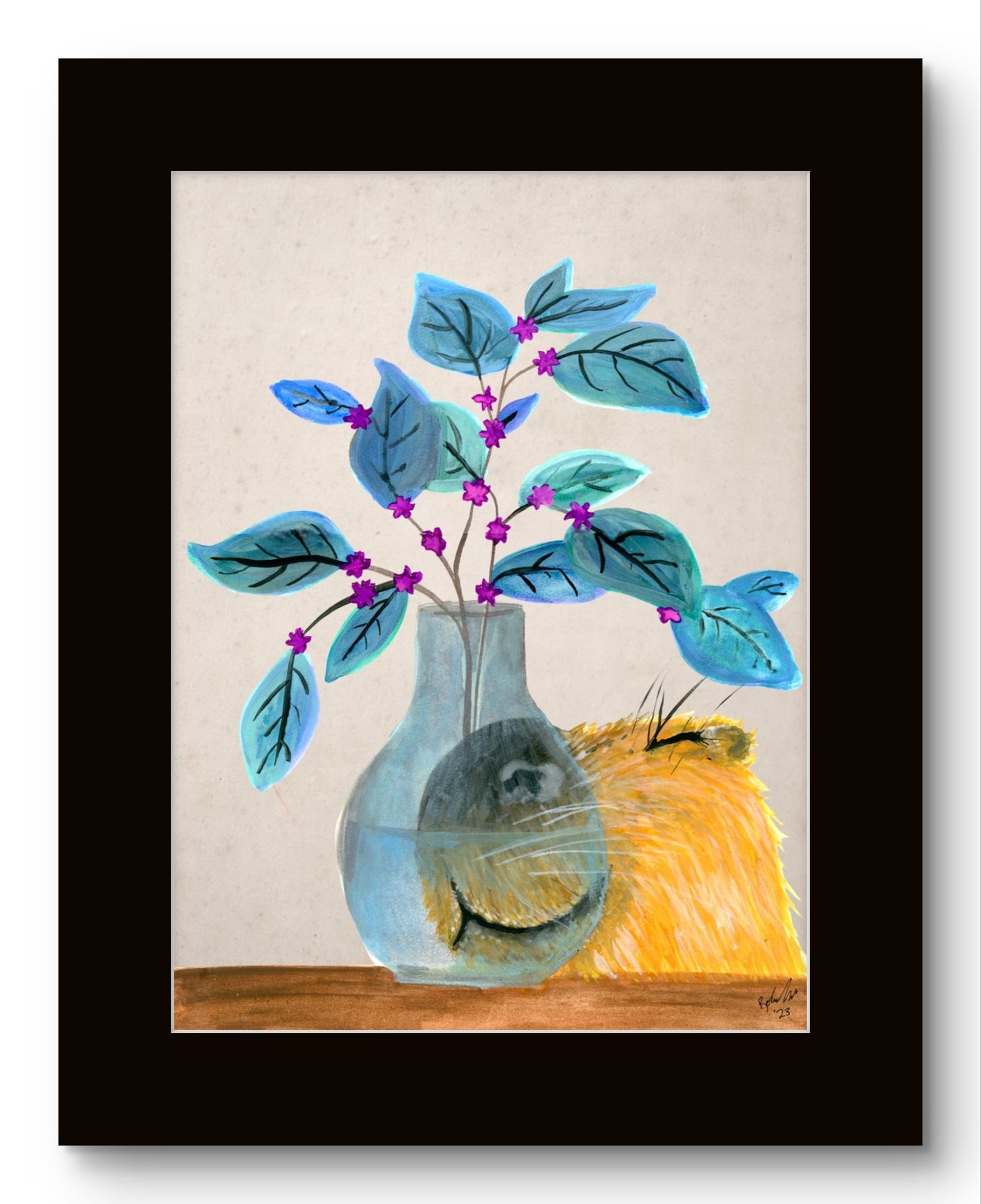 Happy Capybara with Flowers 8x10 Museum Grade Fine Art Print