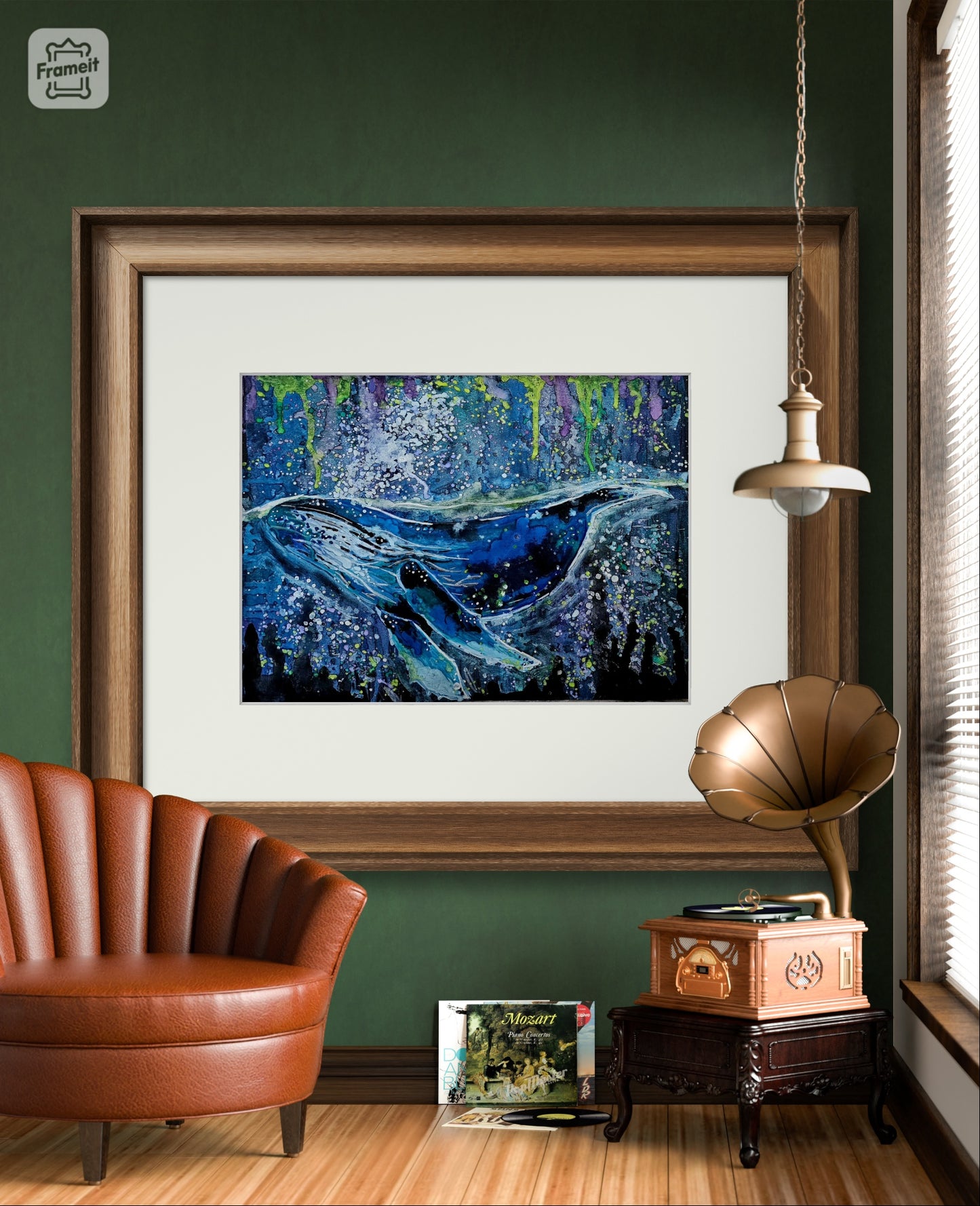 Abstract Blue Whale in the Ocean 8x10 Museum Grade Fine Art Print