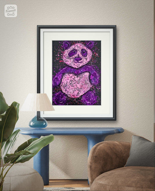 Abstract Purple Panda Bear 8x10 Museum Grade Fine Art Print