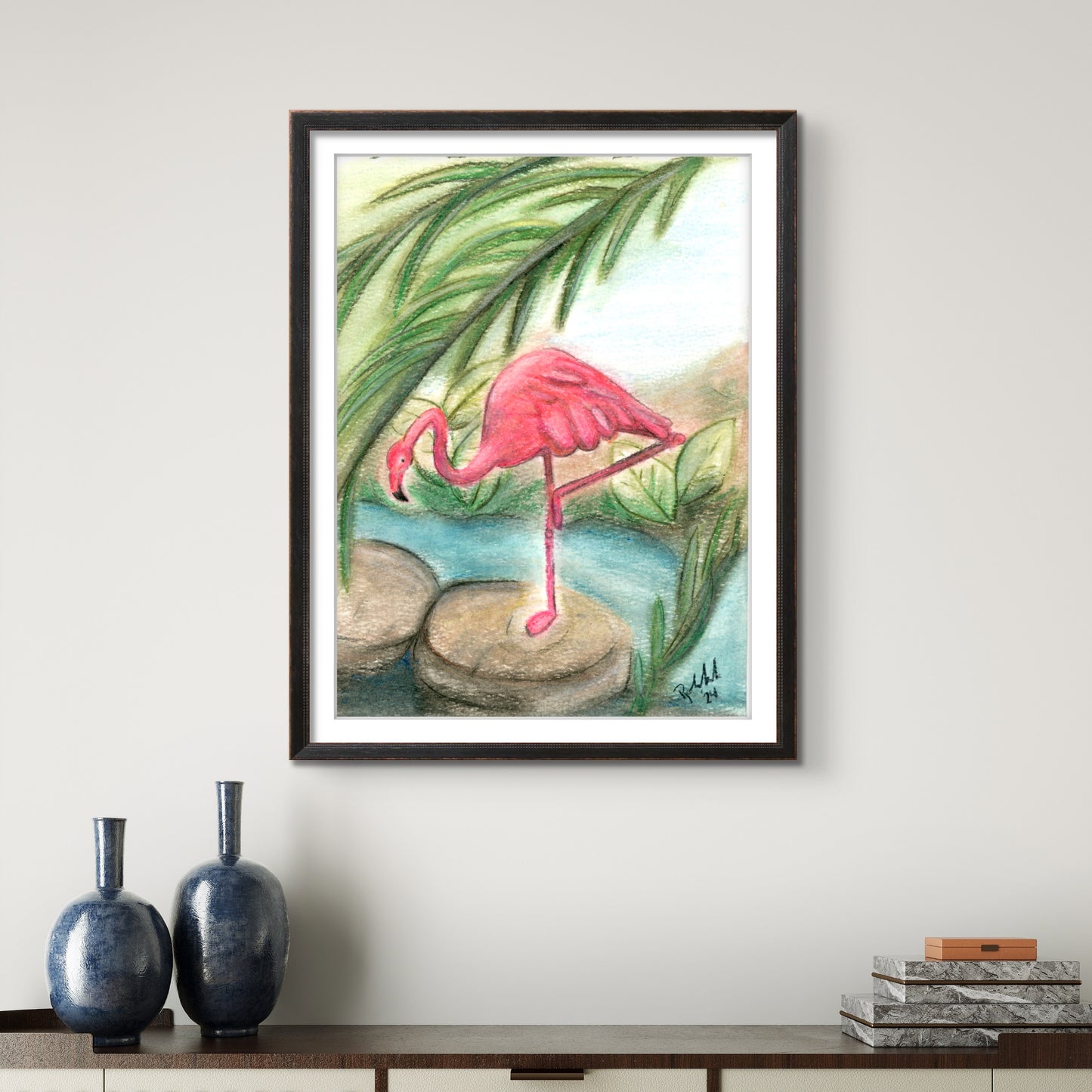 Pink Flamingo on One Leg 8x10 Museum Grade Fine Art Print