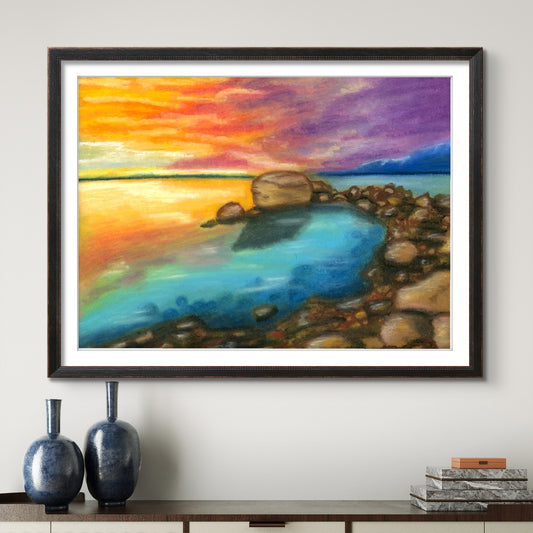 Sunset Ocean Views Watercolor 8x10 Museum Grade Fine Art Print