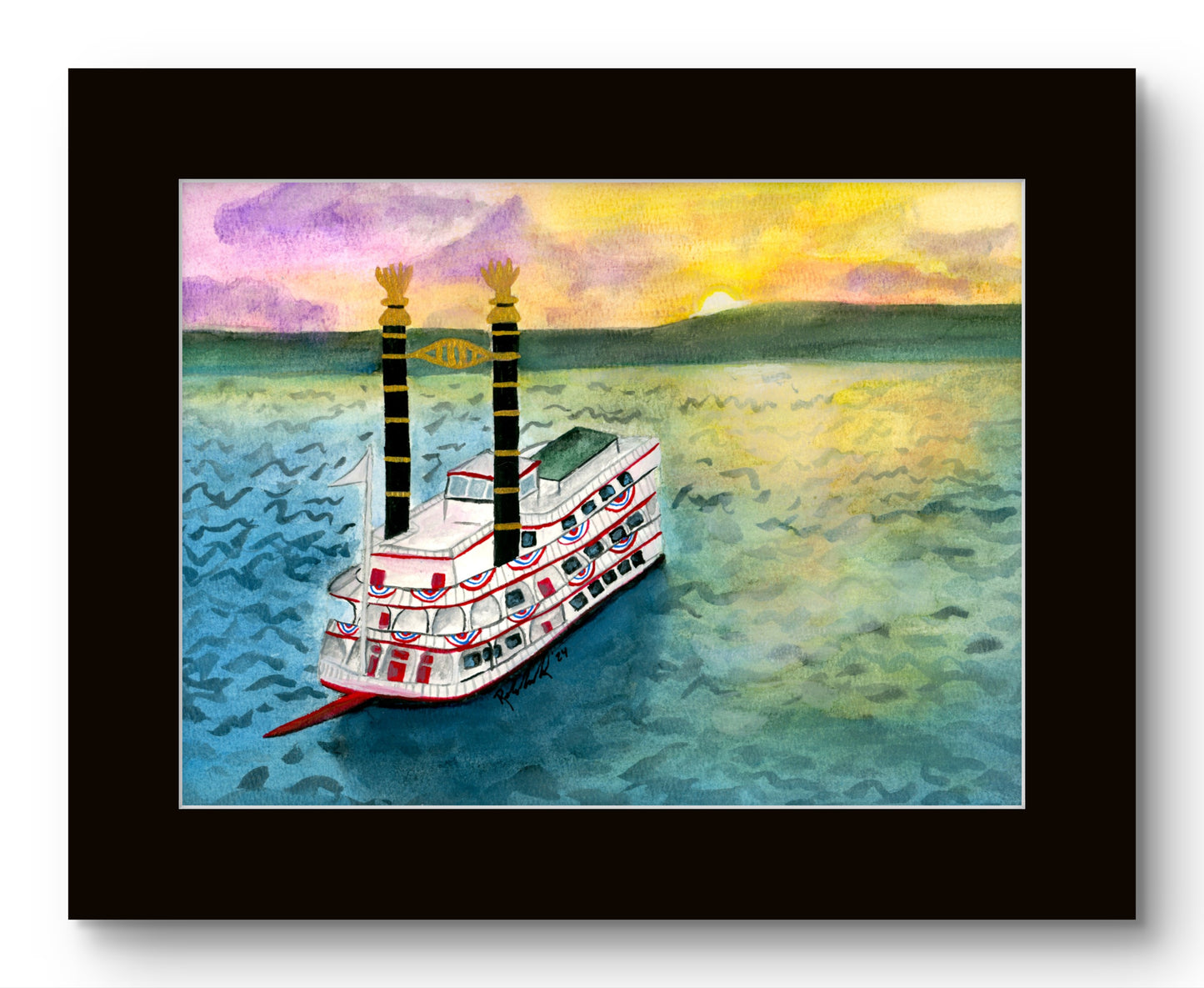 Dinner Boat on the River at Sunset 8x10 Museum Grade Fine Art Print